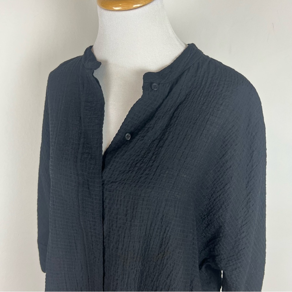 Cos Button Down Oversized Light Weight Black Top … - image 3